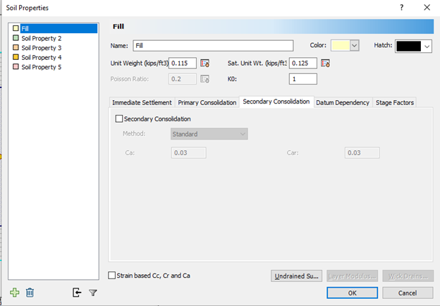 Soil Properties dialog